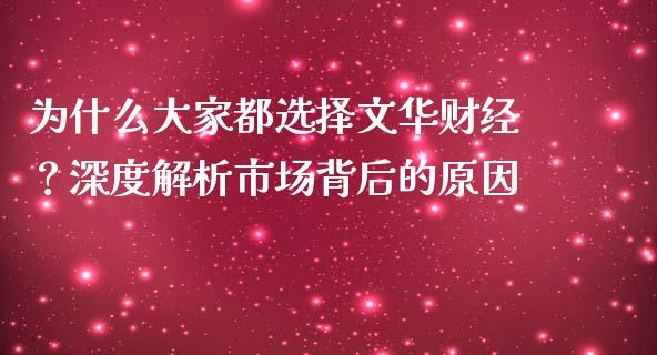 为什么大家都选择文华财经？深度解析市场背后的原因_https://www.qdlswl.com_理财_第1张