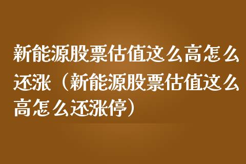 新能源股票估值这么高怎么还涨（新能源股票估值这么高怎么还涨停）_https://www.qdlswl.com_股票_第1张