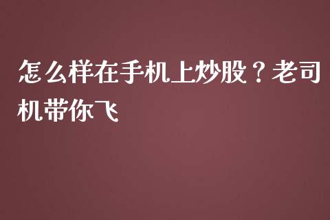 怎么样在手机上炒股？老司机带你飞_https://www.qdlswl.com_期货_第1张