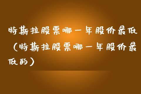 特斯拉股票哪一年股价最低（特斯拉股票哪一年股价最低的）_https://www.qdlswl.com_外盘_第1张
