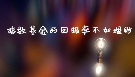 指数基金的回报率不如理财_https://www.qdlswl.com_基金_第1张