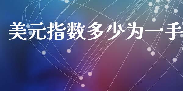 美元指数多少为一手_https://www.qdlswl.com_理财_第1张