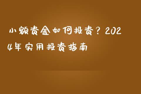 小额资金如何投资？2024年实用投资指南_https://www.qdlswl.com_内盘_第1张