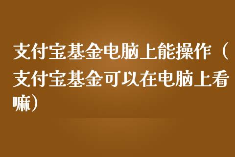 支付宝基金电脑上能操作（支付宝基金可以在电脑上看嘛）_https://www.qdlswl.com_基金_第1张