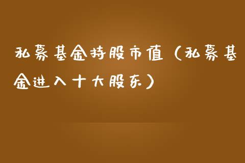 私募基金持股市值（私募基金进入十大股东）_https://www.qdlswl.com_基金_第1张