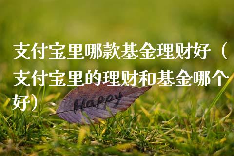 支付宝里哪款基金理财好（支付宝里的理财和基金哪个好）_https://www.qdlswl.com_理财_第1张