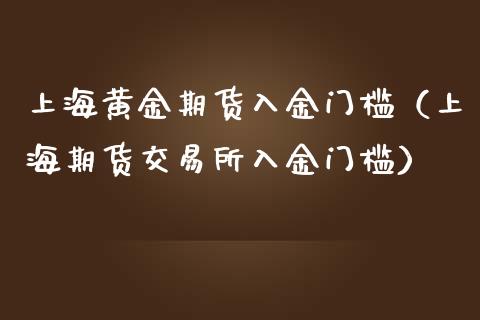 上海黄金期货入金门槛（上海期货交易所入金门槛）_https://www.qdlswl.com_期货_第1张