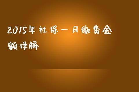 2015年社保一月缴费金额详解_https://www.qdlswl.com_直播_第1张