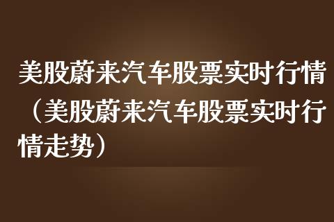 美股蔚来汽车股票实时行情（美股蔚来汽车股票实时行情走势）_https://www.qdlswl.com_内盘_第1张