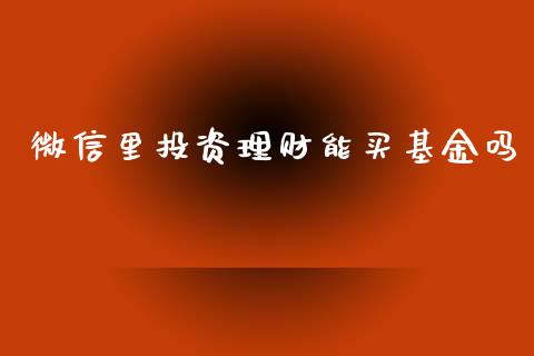 微信里投资理财能买基金吗_https://www.qdlswl.com_理财_第1张