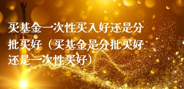 买基金一次性买入好还是分批买好（买基金是分批买好还是一次性买好）_https://www.qdlswl.com_基金_第1张