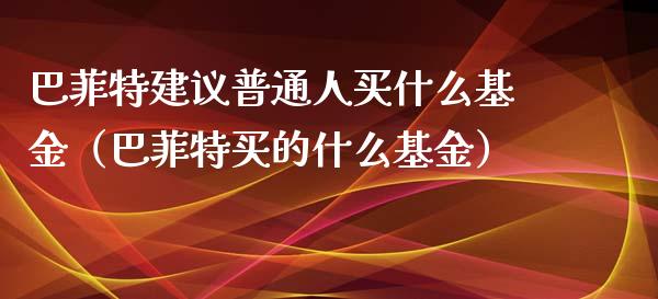 巴菲特建议普通人买什么基金（巴菲特买的什么基金）_https://www.qdlswl.com_基金_第1张