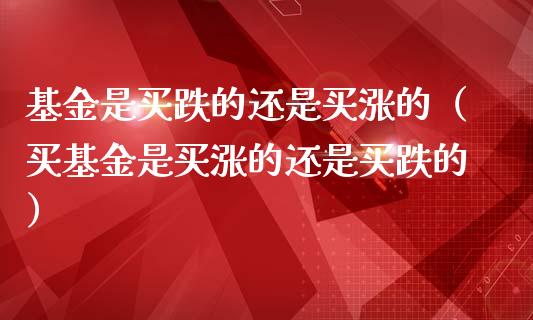 基金是买跌的还是买涨的（买基金是买涨的还是买跌的）_https://www.qdlswl.com_基金_第1张