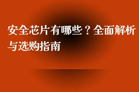 安全芯片有哪些？全面解析与选购指南_https://www.qdlswl.com_基金_第1张