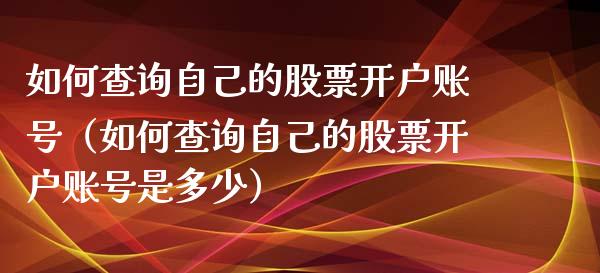 如何查询自己的股票开户账号（如何查询自己的股票开户账号是多少）_https://www.qdlswl.com_内盘_第1张