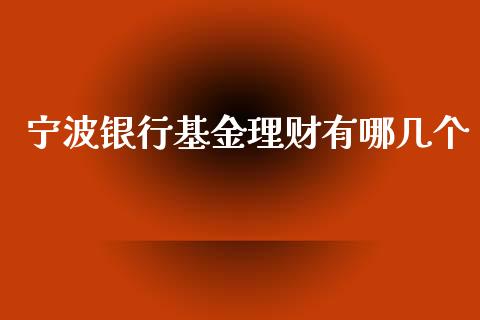 宁波银行基金理财有哪几个_https://www.qdlswl.com_基金_第1张