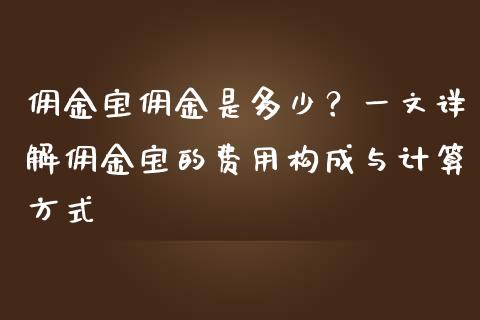 佣金宝佣金是多少？一文详解佣金宝的费用构成与计算方式_https://www.qdlswl.com_股指_第1张