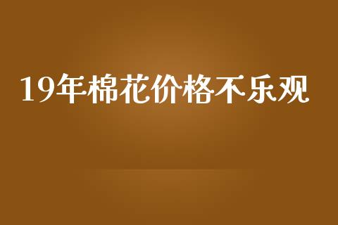 19年棉花价格不乐观_https://www.qdlswl.com_期货_第1张
