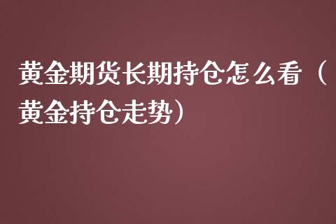 黄金期货长期持仓怎么看（黄金持仓走势）_https://www.qdlswl.com_期货_第1张