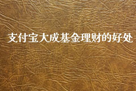 支付宝大成基金理财的好处_https://www.qdlswl.com_理财_第1张