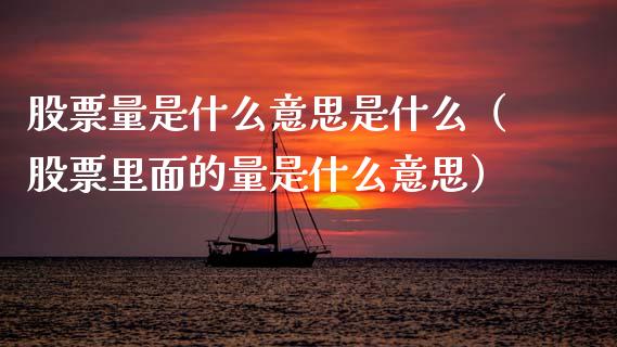 股票量是什么意思是什么（股票里面的量是什么意思）_https://www.qdlswl.com_股票_第1张