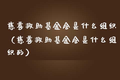 慈善救助基金会是什么组织（慈善救助基金会是什么组织的）_https://www.qdlswl.com_基金_第1张