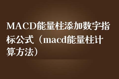 MACD能量柱添加数字指标公式（macd能量柱计算方法）_https://www.qdlswl.com_股票_第1张