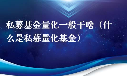 私募基金量化一般干啥（什么是私募量化基金）_https://www.qdlswl.com_基金_第1张