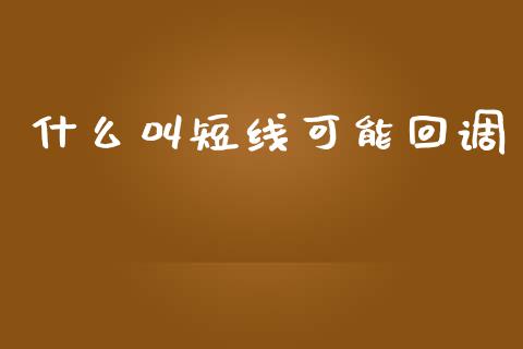 什么叫短线可能回调_https://www.qdlswl.com_股指_第1张