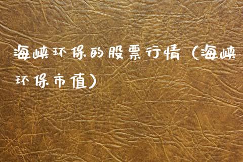 海峡环保的股票行情（海峡环保市值）_https://www.qdlswl.com_外盘_第1张