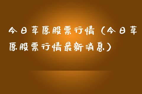 今日草原股票行情（今日草原股票行情最新消息）_https://www.qdlswl.com_外盘_第1张