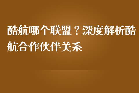 酷航哪个联盟？深度解析酷航合作伙伴关系_https://www.qdlswl.com_期货_第1张