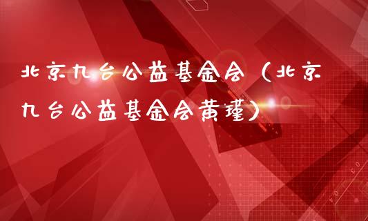北京九台公益基金会（北京九台公益基金会黄瑾）_https://www.qdlswl.com_基金_第1张