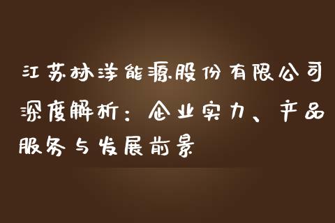 江苏林洋能源股份有限公司深度解析：企业实力、产品服务与发展前景_https://www.qdlswl.com_内盘_第1张
