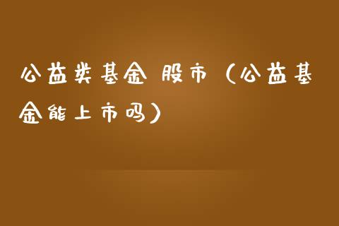 公益类基金 股市（公益基金能上市吗）_https://www.qdlswl.com_理财_第1张