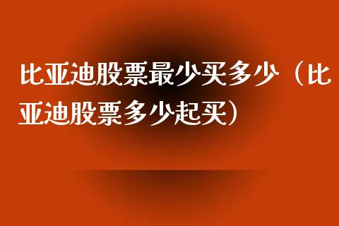 比亚迪股票最少买多少（比亚迪股票多少起买）_https://www.qdlswl.com_股票_第1张