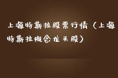 上海特斯拉股票行情（上海特斯拉概念龙头股）_https://www.qdlswl.com_股票_第1张