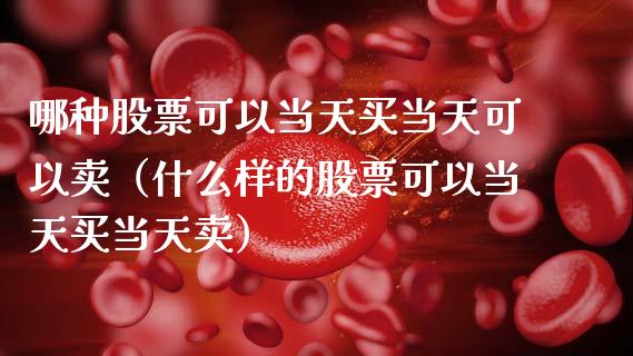 哪种股票可以当天买当天可以卖（什么样的股票可以当天买当天卖）_https://www.qdlswl.com_内盘_第1张