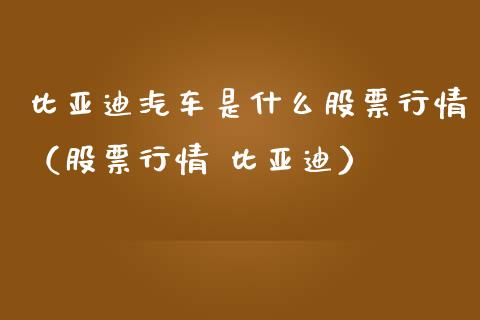 比亚迪汽车是什么股票行情（股票行情 比亚迪）_https://www.qdlswl.com_外盘_第1张