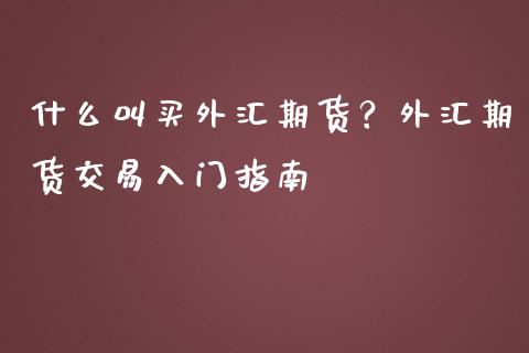 什么叫买外汇期货?外汇期货交易入门指南_期货_第1张_青岛财经网 什么叫买外汇期货?外汇期货交易入门指南_https://www.qdlswl.com_期货_第1张