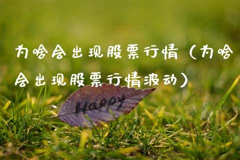 为啥会出现股票行情（为啥会出现股票行情波动）_https://www.qdlswl.com_股票_第1张