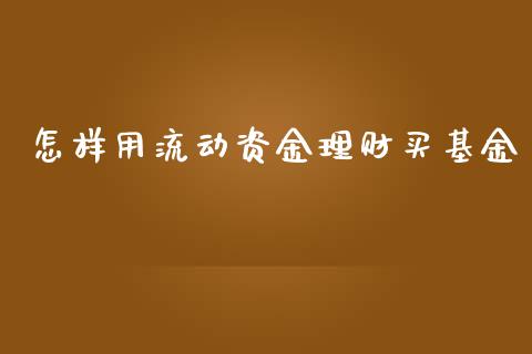 怎样用流动资金理财买基金_https://www.qdlswl.com_基金_第1张