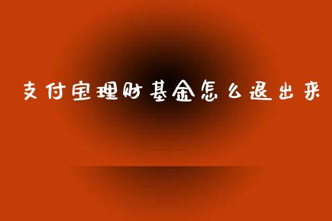 支付宝理财基金怎么退出来_https://www.qdlswl.com_基金_第1张