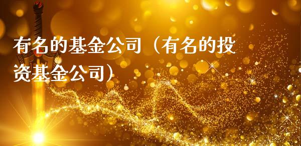 有名的基金公司（有名的投资基金公司）_https://www.qdlswl.com_基金_第1张