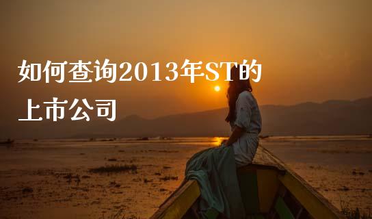 如何查询2013年ST的上市公司_https://www.qdlswl.com_期货_第1张