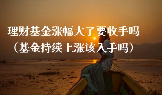 理财基金涨幅大了要收手吗（基金持续上涨该入手吗）_https://www.qdlswl.com_基金_第1张