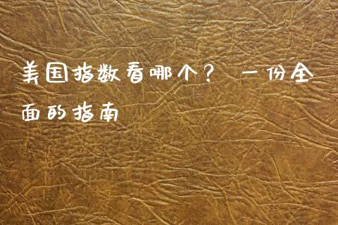 美国指数看哪个？ 一份全面的指南_https://www.qdlswl.com_基金_第1张