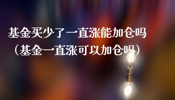 基金买少了一直涨能加仓吗（基金一直涨可以加仓吗）_https://www.qdlswl.com_理财_第1张