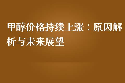 甲醇价格持续上涨：原因解析与未来展望_https://www.qdlswl.com_期货_第1张