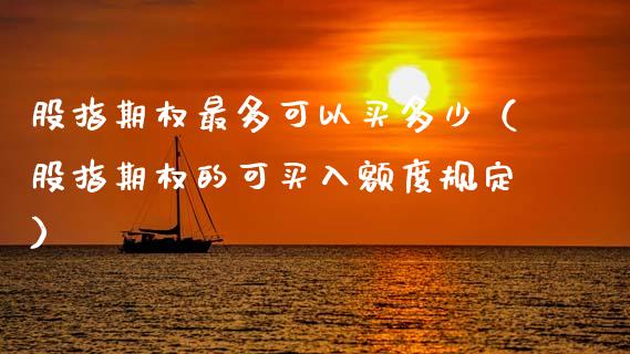 股指期权最多可以买多少（股指期权的可买入额度规定）_https://www.qdlswl.com_期货_第1张